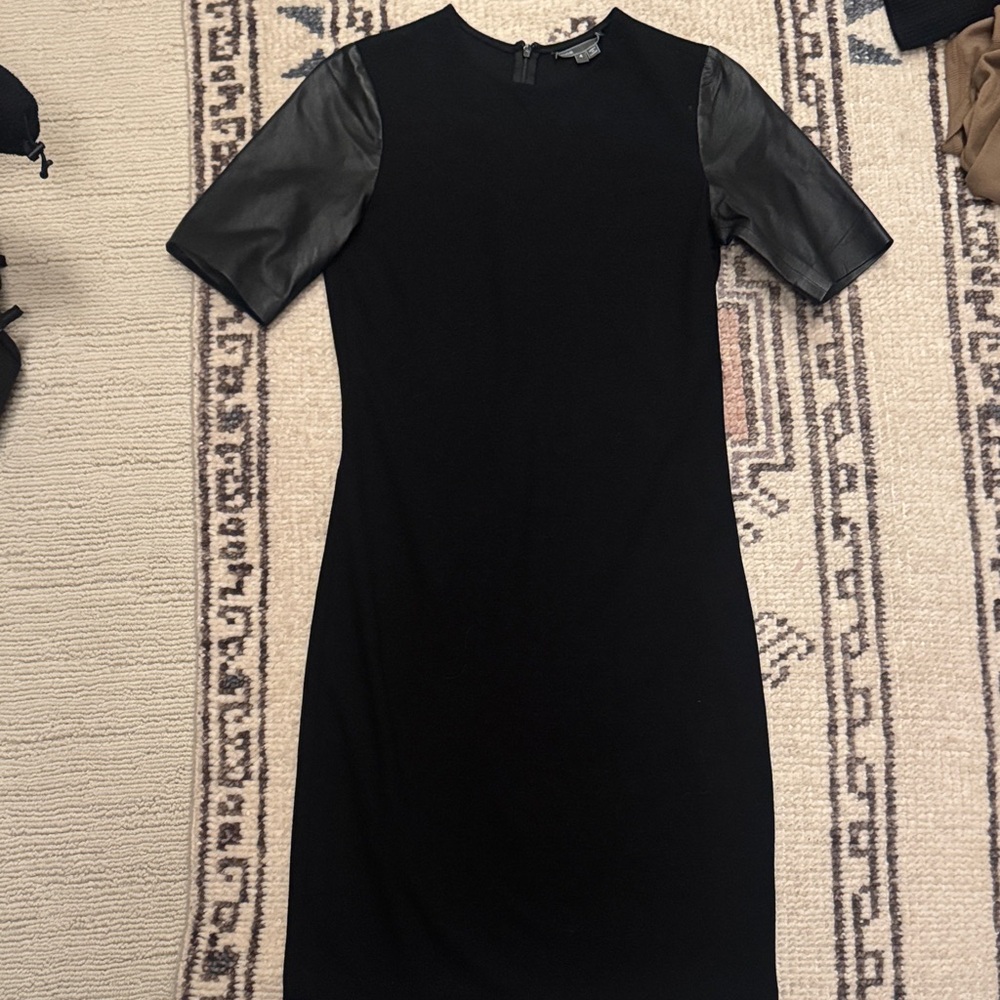 Vince Black Dress with Leather Sleeves
